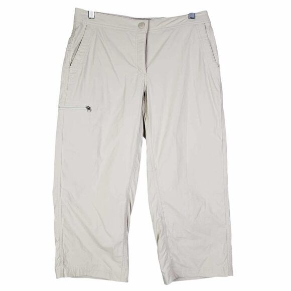 LL Bean Pants Crop Womens Size 8 Straight Leg Outdoor Hiking Capri Khaki - Picture 2 of 10